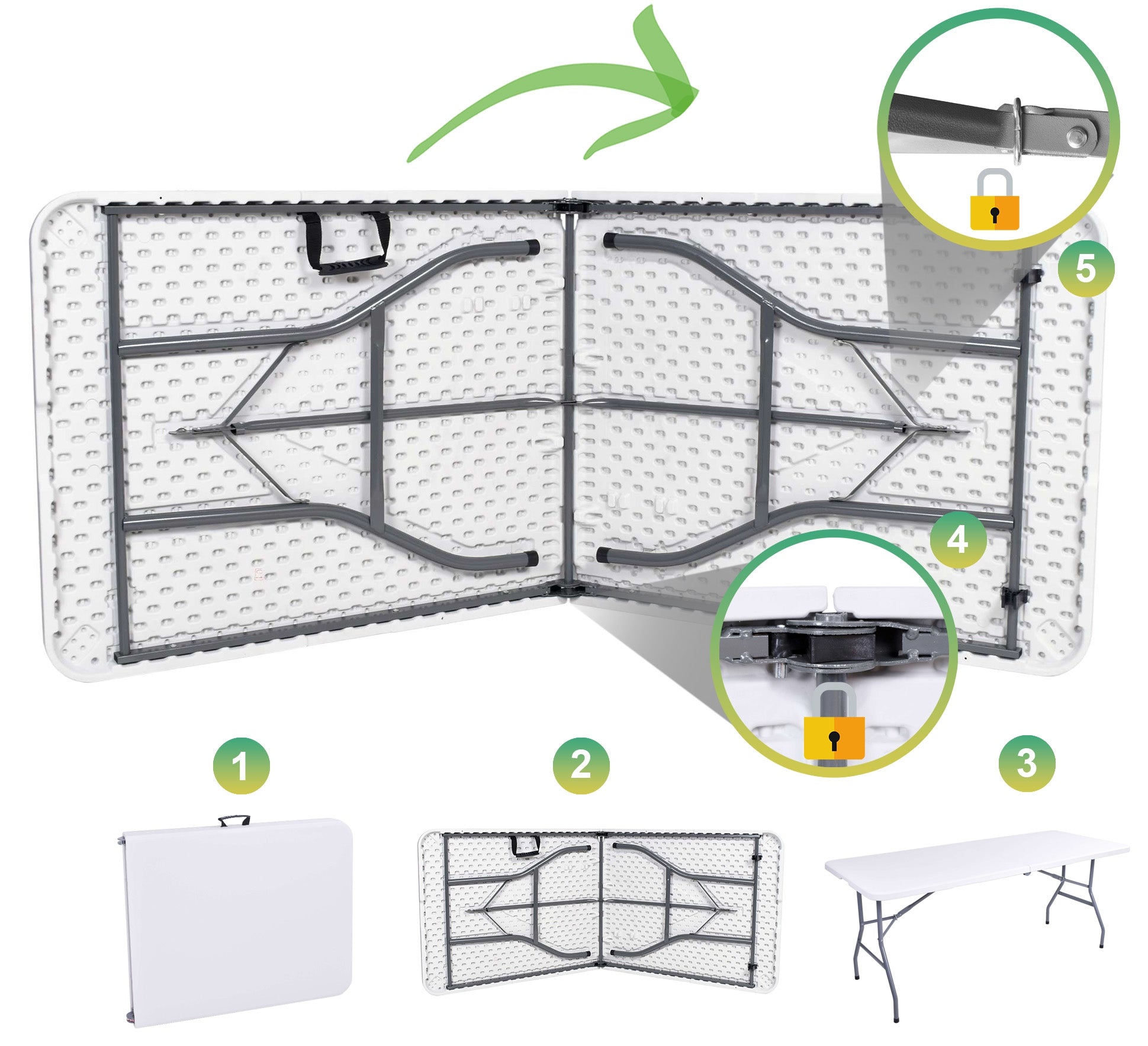 6ft Mesa Outdoor Garden Banquet Party Dining White Hdpe Plastic Folding Table For Party