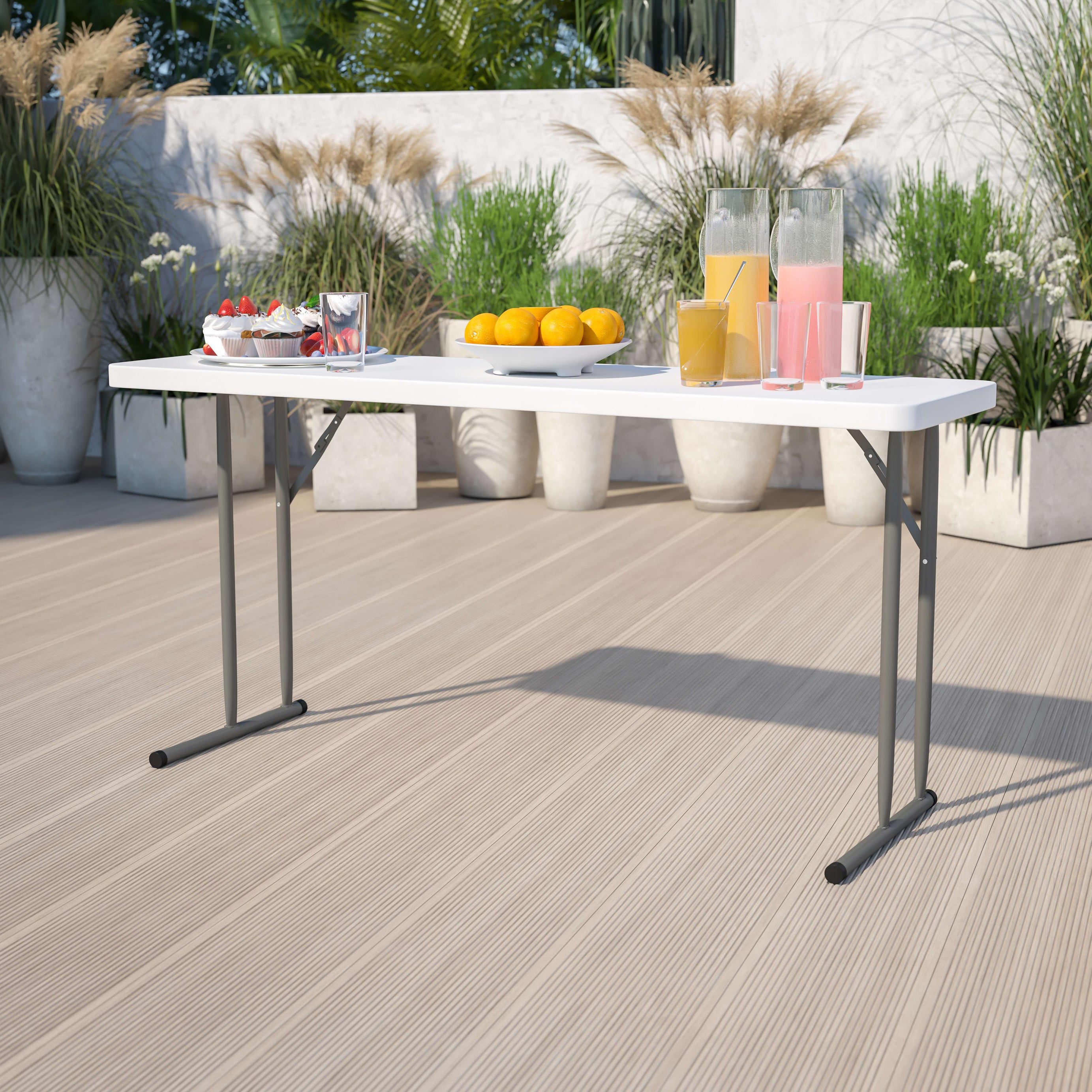 Modern Portable Outdoor 6ft Dining White Hdpe Plastic Folding Table