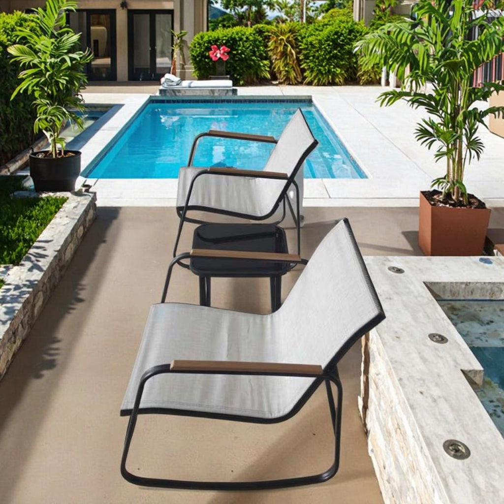 Outdoor 3 Piece Patio Furniture Set with a Glass Coffee Table