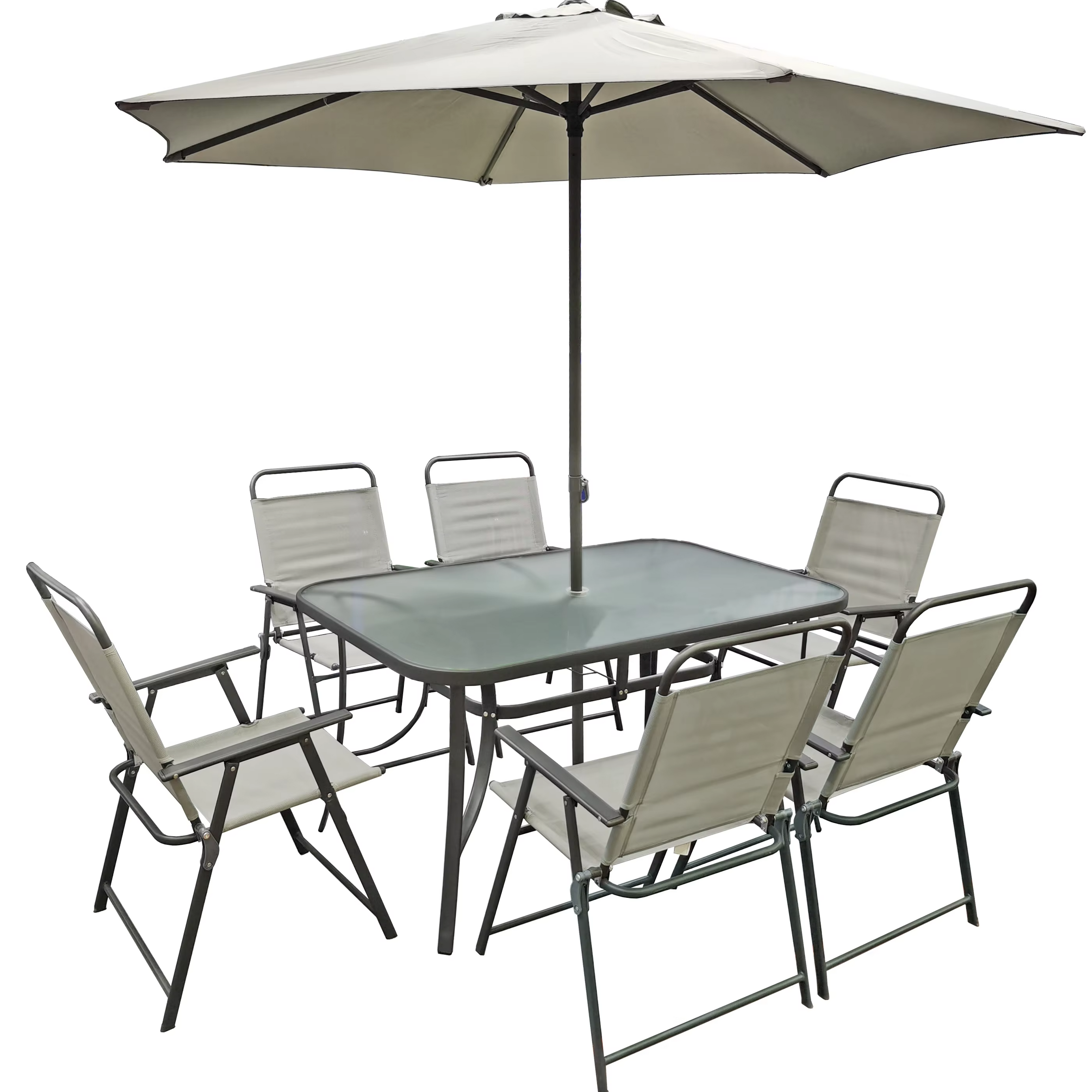 Wholesale Outdoor Metal Steel Patio Table Set Garden Furniture Set With Patio Umbrella