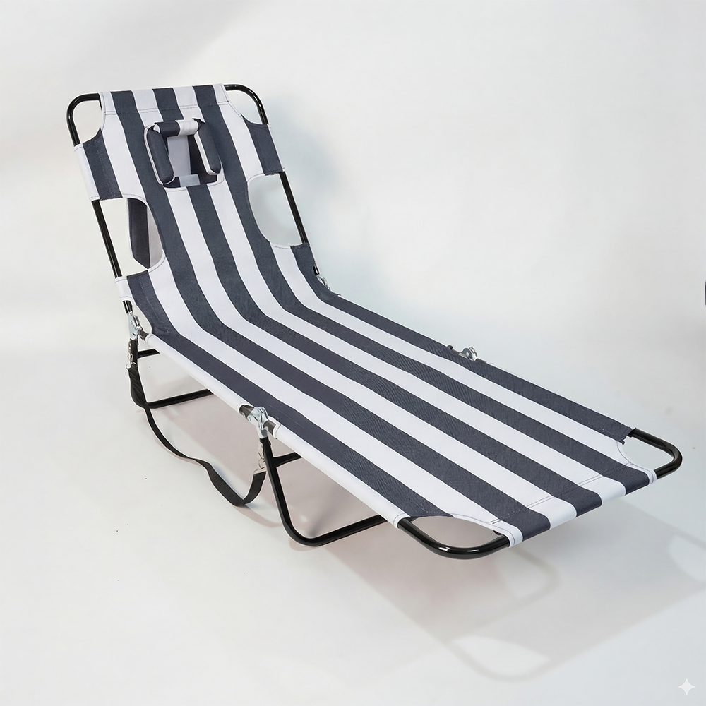Luxury Outdoor Adjustable Portable Steel Foldable Fishing Camping Beach Lounge Chair