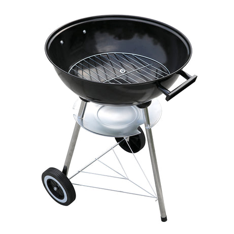 17 Inch Apple Shape Picnic Outdoor Portable Kettle Movable Trolley Charcoal Barbecue BBQ Grill