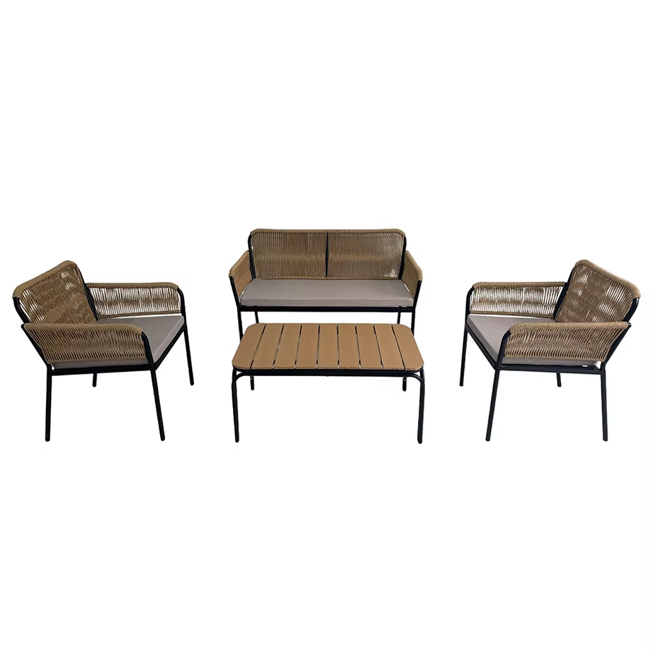 Modern Comfort Elegant 4-Piece Outdoor PE Rattan Furniture Set for Patio Garden