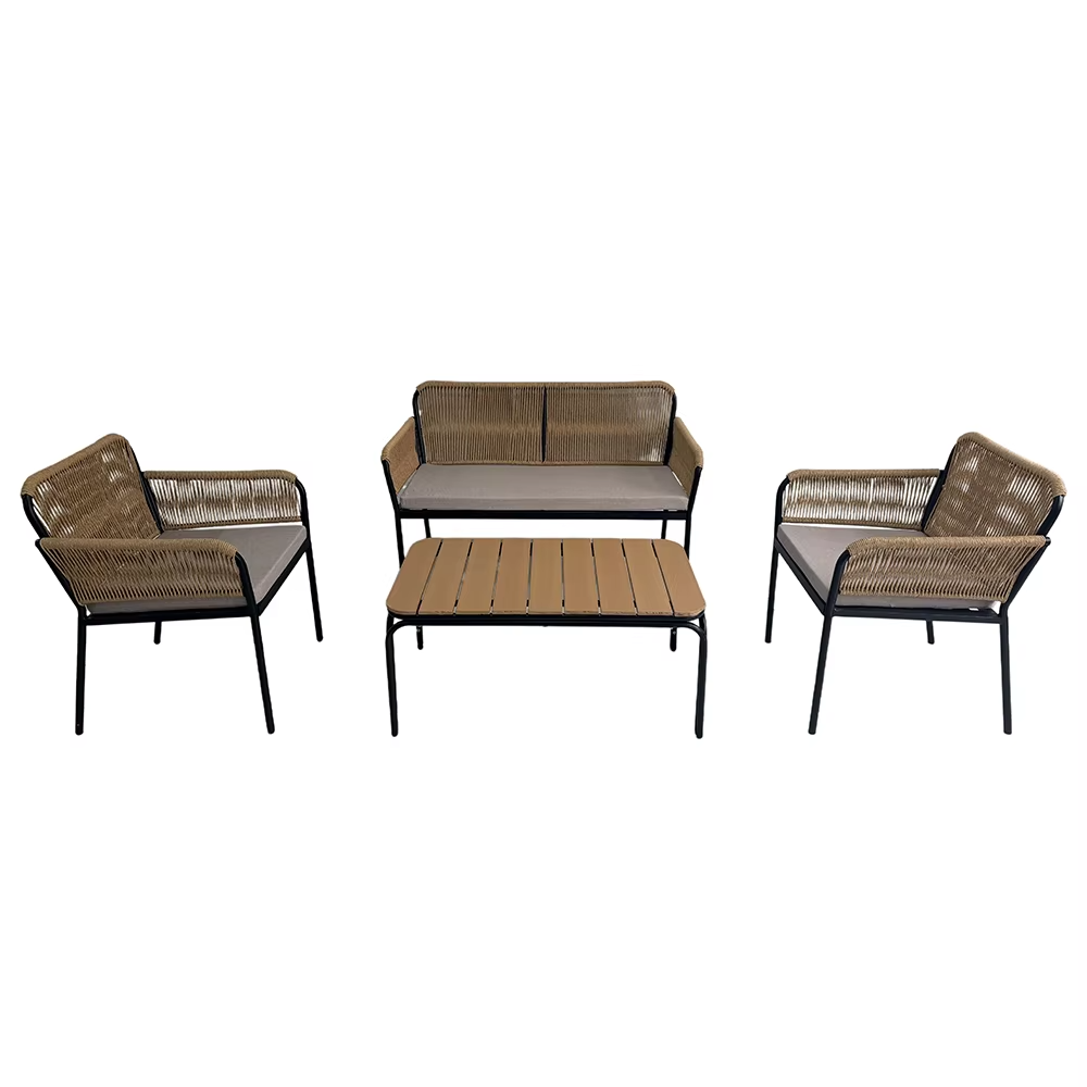 Modern Comfort Elegant 4-Piece Outdoor PE Rattan Furniture Set for Patio Garden