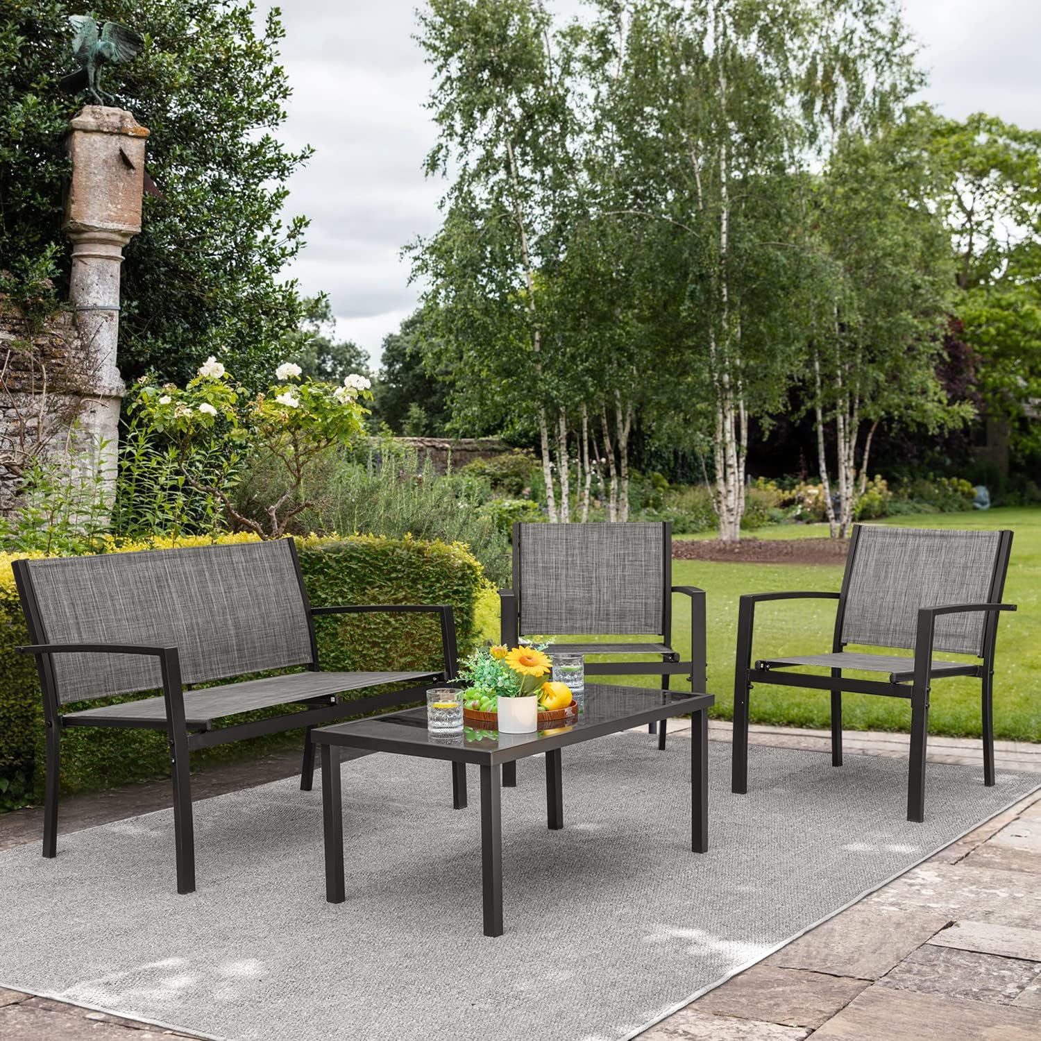 Steel Frame Modern Outdoor Garden Sofa Set Patio Furniture