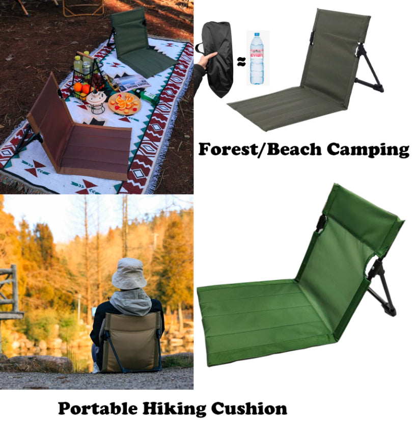 Outdoor Folding Beach Chair Compact Camping Hiking Picnic Mat with Backrest