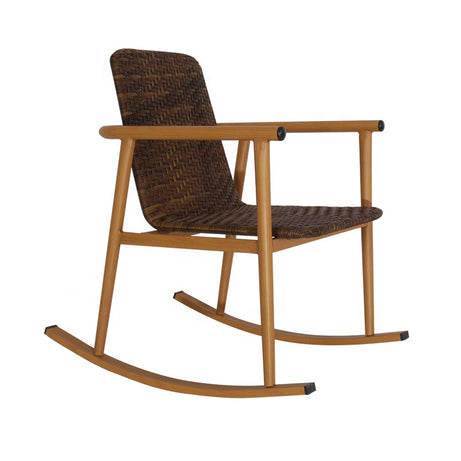 Outdoor Comfortable Furniture Patio Garden Rattan Wooden Rocking Chair