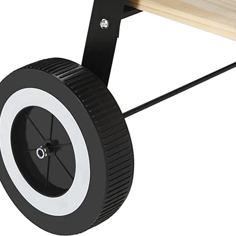 Portable Trolley Rectangular Steel Barbecue Charcoal Camping Grill With Wheels Wooden Shelves