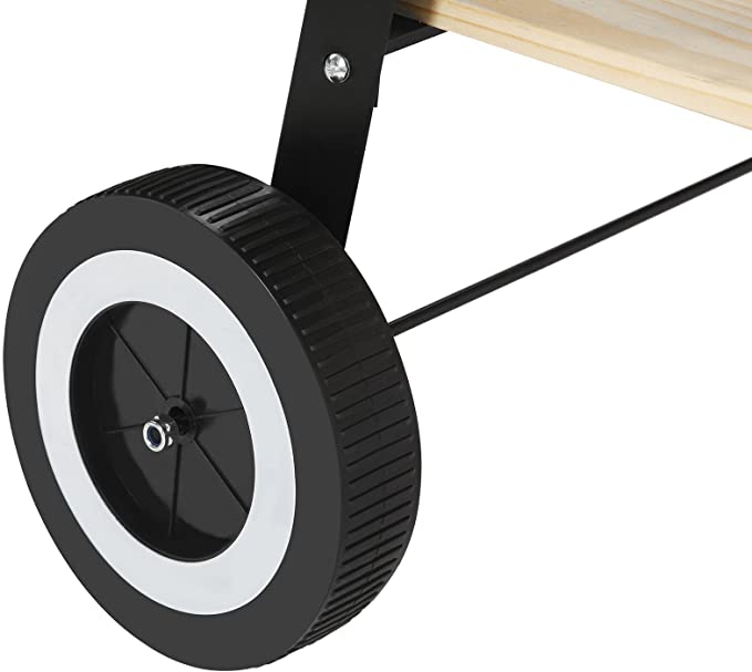 Portable Trolley Rectangular Steel Barbecue Charcoal Camping Grill With Wheels Wooden Shelves