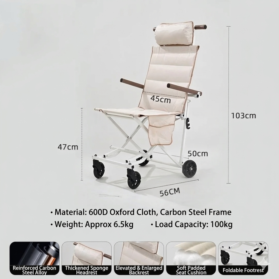 Outdoor Camping Wagon Chair Folding Wheelchair Mobile Camping Chair With Wheels