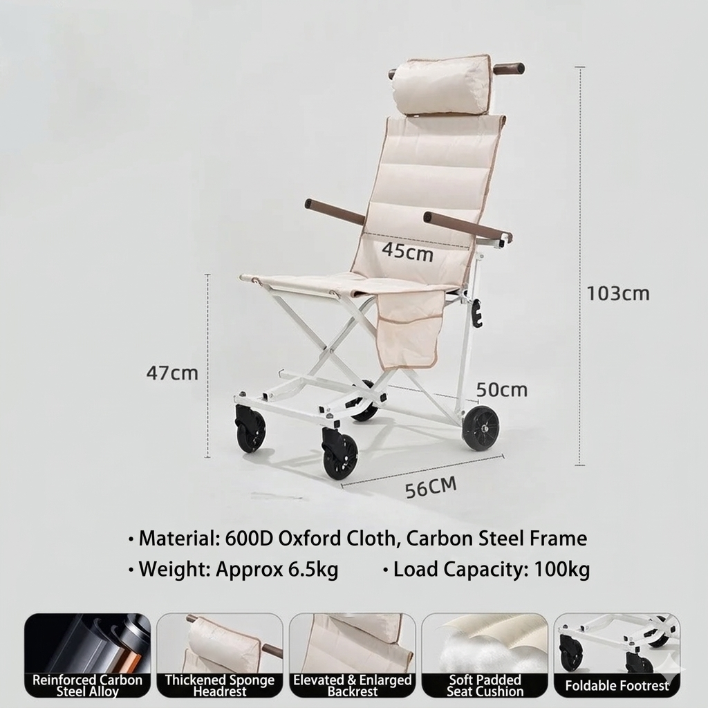 Outdoor Camping Wagon Chair Folding Wheelchair Mobile Camping Chair With Wheels