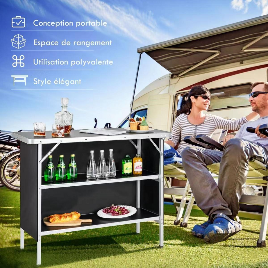Outdoor Portable Garden Bar Table Furniture Poker Banquet Catering Bbq Black Camping Picnic Folding Table For Wholesale