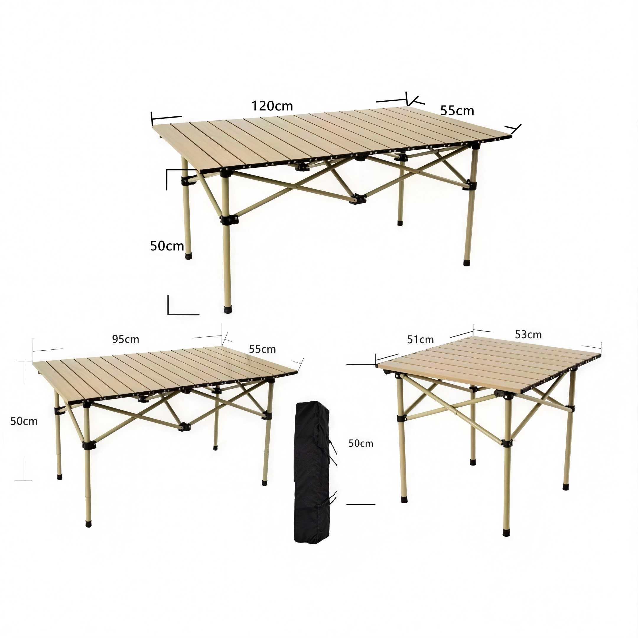 Wholesale Small Carbon Steel Folding Table Outdoor Portable Camping Metal Rolling Table