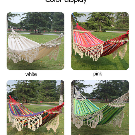 Outdoor Handmade Swing Hammock Cotton Hammock With Tassel Brazilian Macrame Hanging Hammock