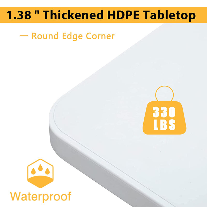 Portable Foldable Outdoor Picnic 4ft Hdpe White Plastic Folding Table For Camping