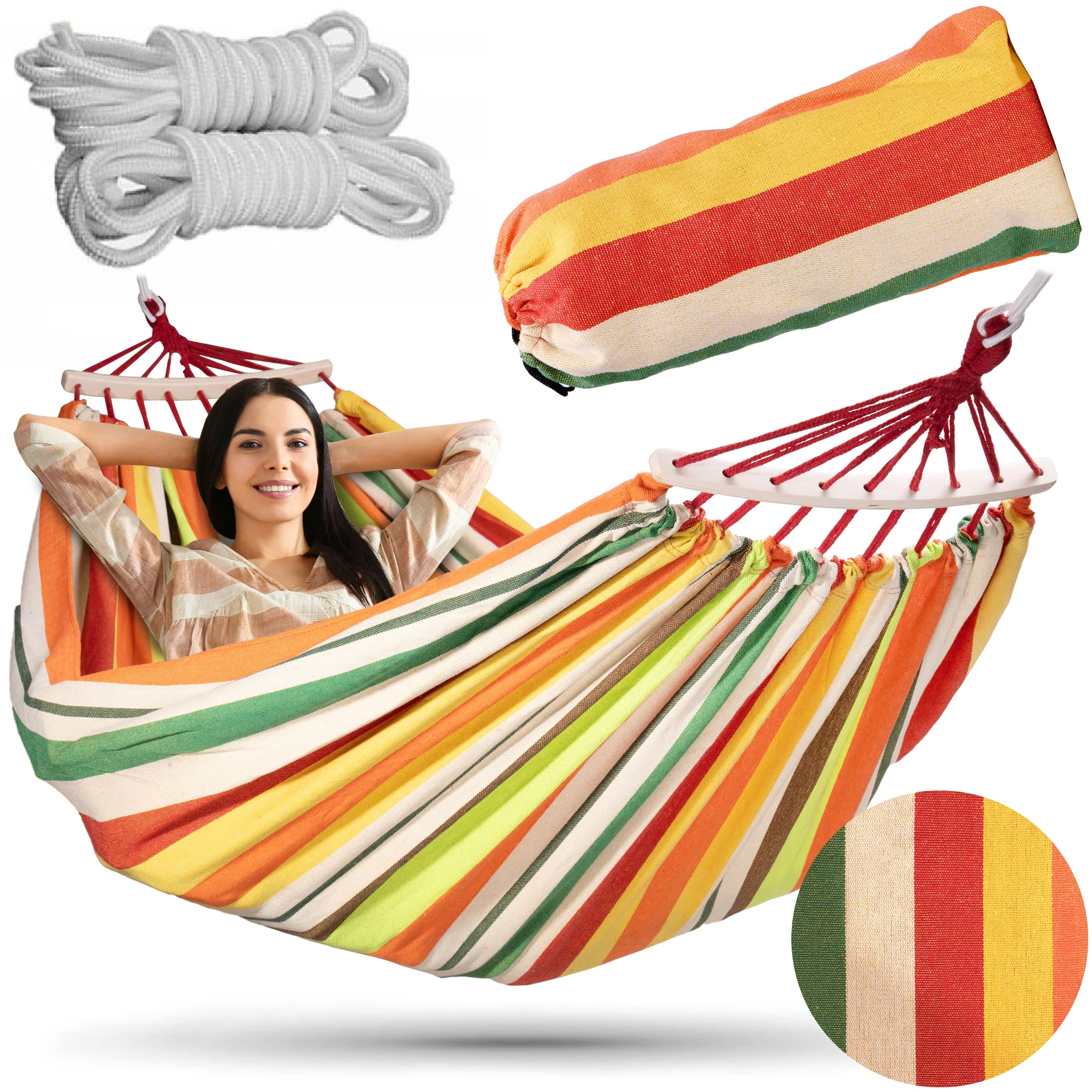 Portable Camping Outdoor Hammock Bed Single Cotton Hammock