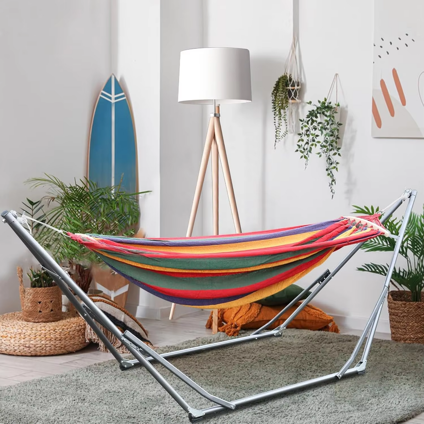 Outdoor Hanging Swing Portable Outdoor Camping Hammock with Steel Stand