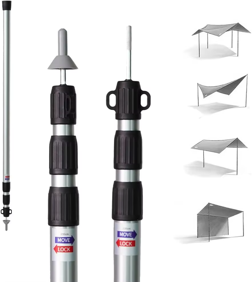 Outdoor Adjustable Lightweight Tarp Telescopic Tent Poles for Camping