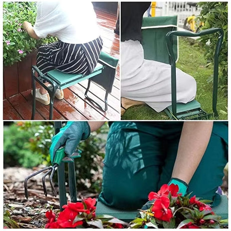 Foldable Garden Kneeler and Seat 2 in 1 Kneeling Pad with Tool Bag