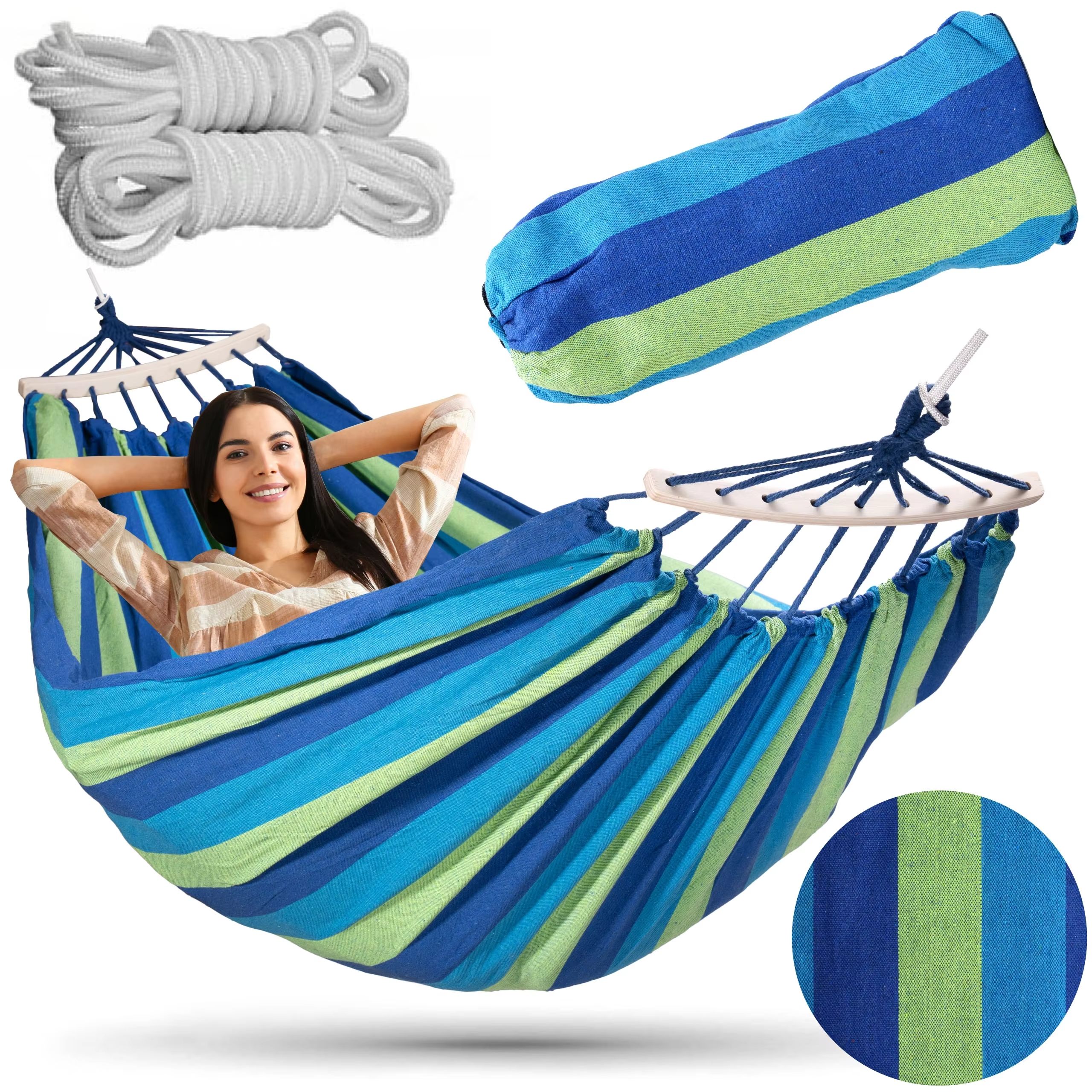 Canvas Hammock Bed Folding Double Hanging Swing Portable Outdoor Camping Hammock