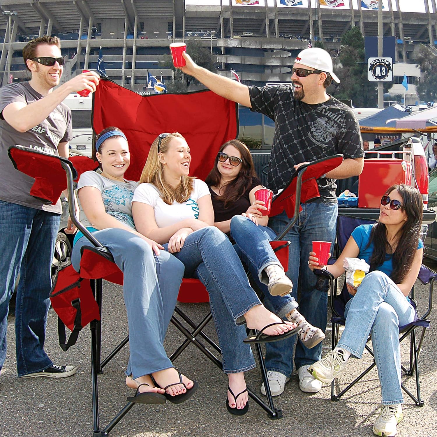 Outdoor Oversized Giant Steel Tube Portable Folding Camping Chair With Armrest