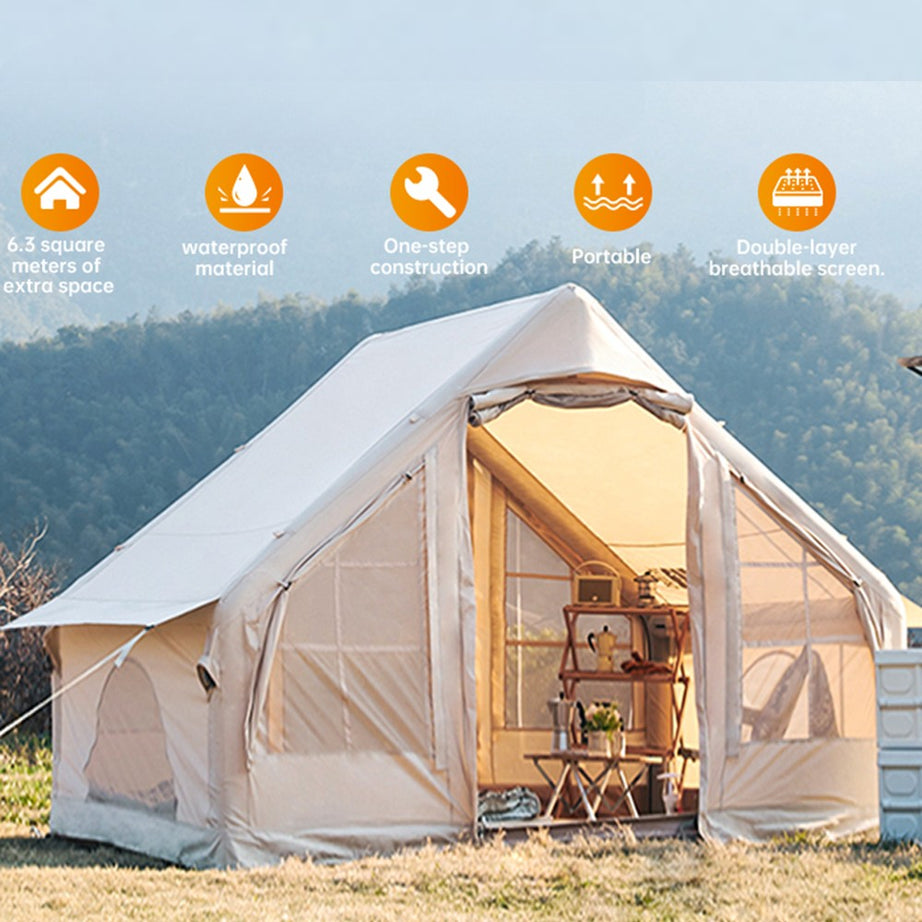 Glamping Canvas Inflatable Outdoor Camping, Customized Luxury Polyester Air Family Tent