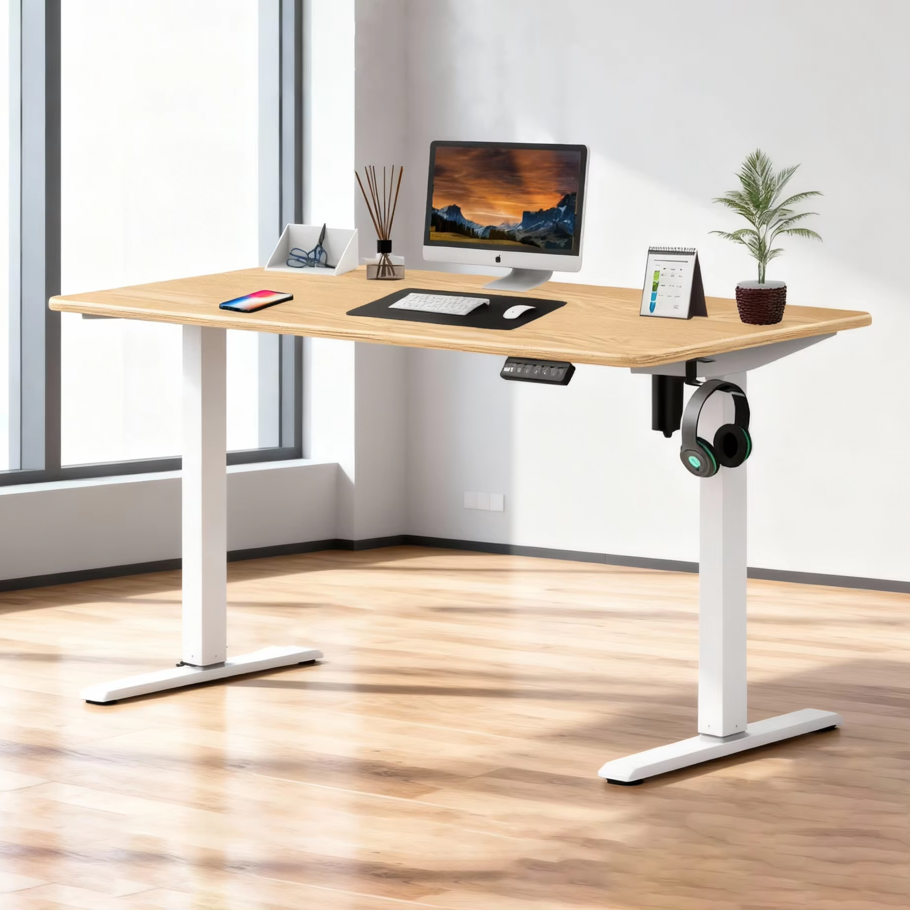 Single Motor Home Office Electric Height Adjustable Standing Desk Lifting Table