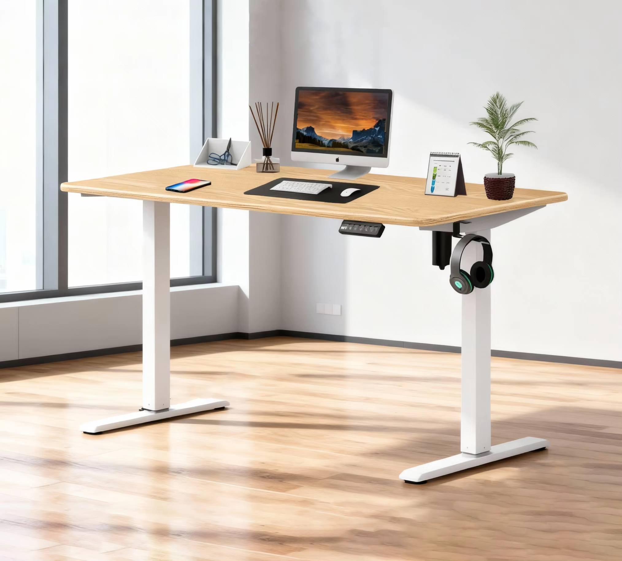 Single Motor Home Office Electric Height Adjustable Standing Desk Lifting Table