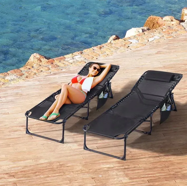 Adjustable Massage Bed Recliner Folding Lounge Chair Zero Gravity Folding Chair for Outdoor Camping
