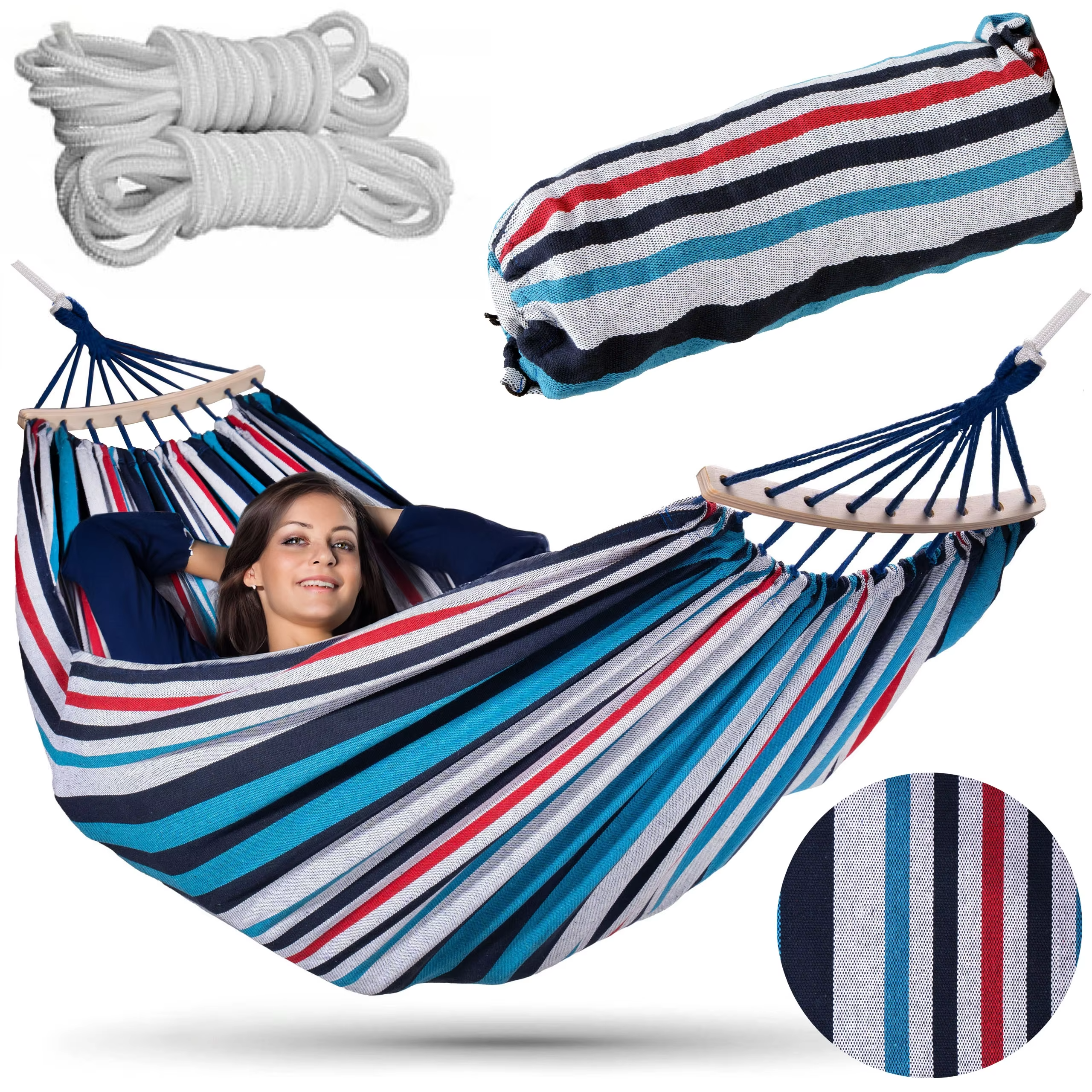 Multi-Color Option Comfortable Outdoor Camping Canvas Hammock Swing Portable Hammock For 1-2 Person