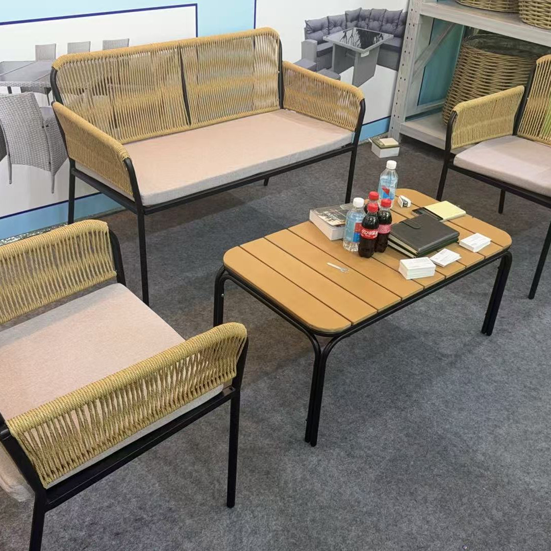 Modern Comfort Elegant 4-Piece Outdoor PE Rattan Furniture Set for Patio Garden