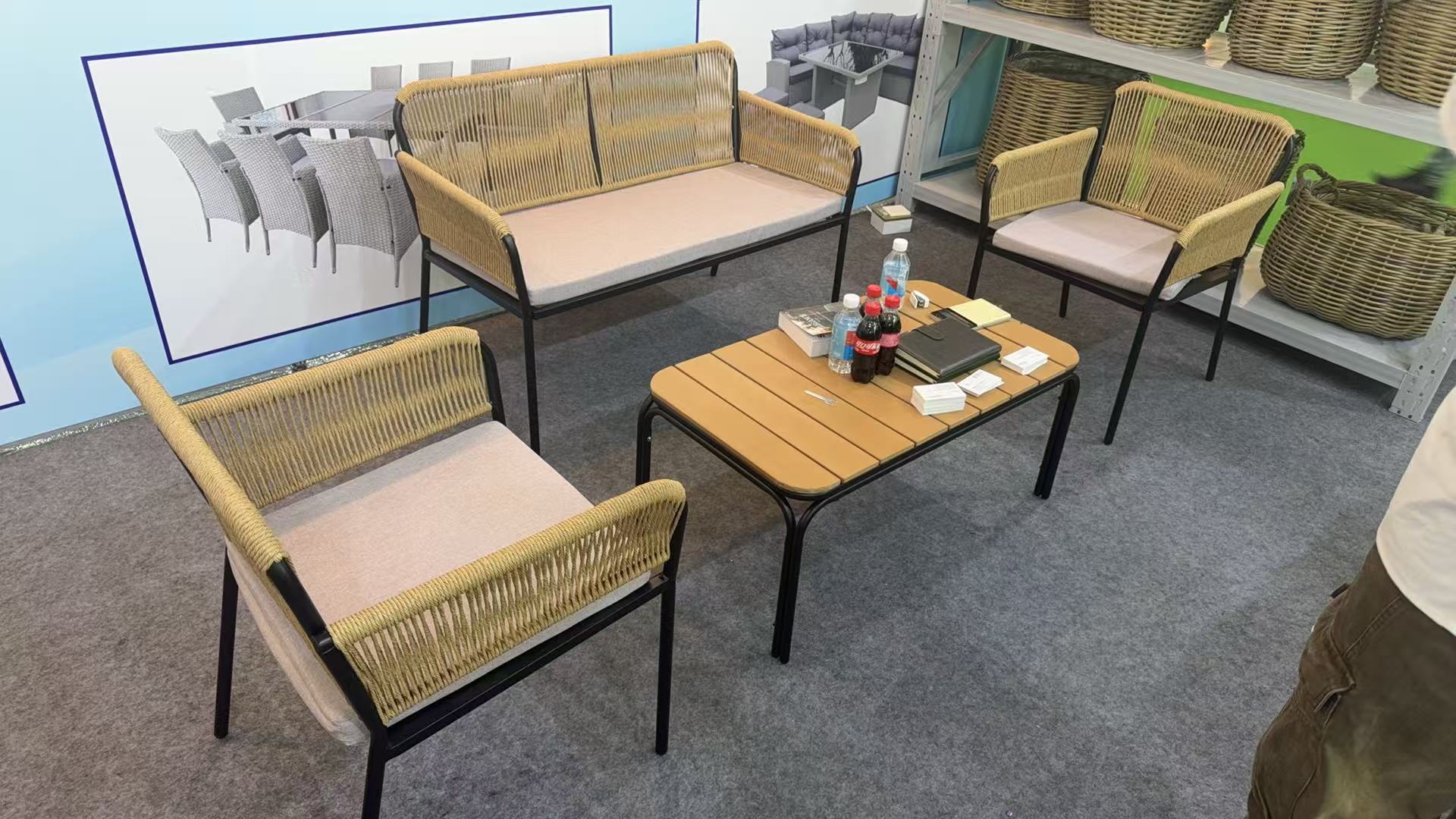 Modern Comfort Elegant 4-Piece Outdoor PE Rattan Furniture Set for Patio Garden