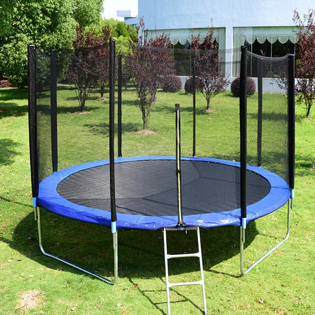 Recreational Outdoor Trampoline 14ft with Ladder Safety net and Basketball Hoop