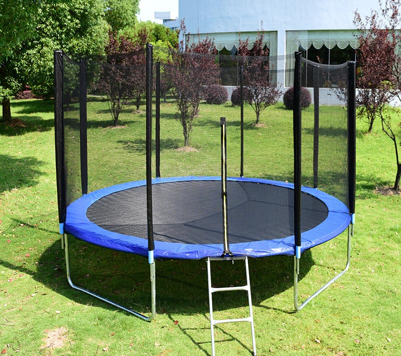 Recreational Outdoor Trampoline 14ft with Ladder Safety net and Basketball Hoop
