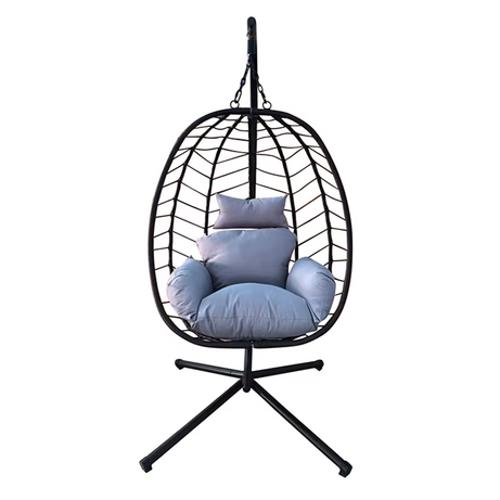 Outdoor Indoor Steel Garden Egg Patio Swing Chair With Stand