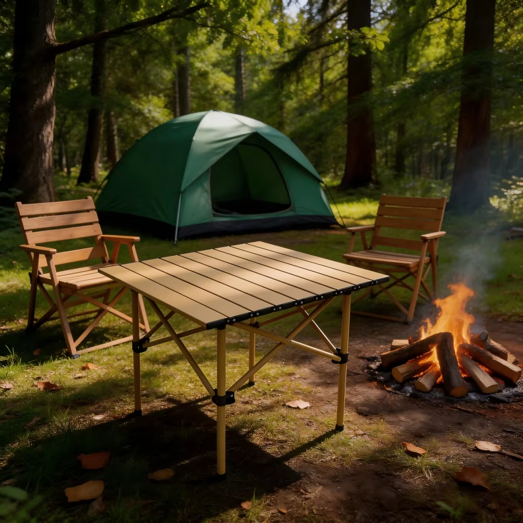 Wholesale Modern Small Carbon Steel Folding Table Outdoor Portable Camping Rolling Table for Picnic