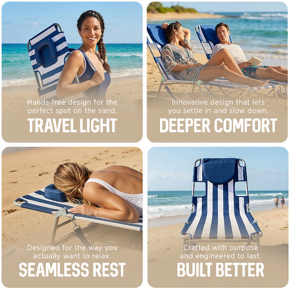 Luxury Outdoor Adjustable Portable Steel Foldable Fishing Camping Beach Lounge Chair
